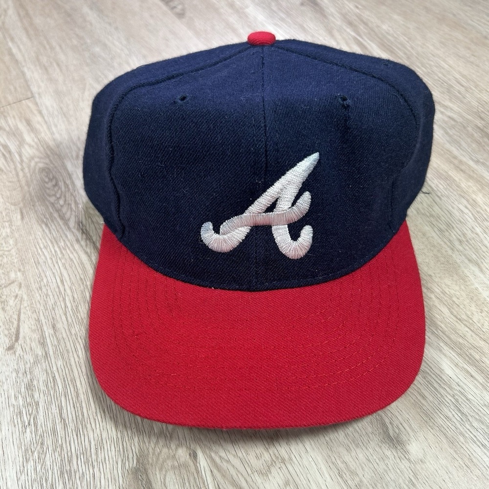 VTG American Needle Atlanta Braves Snapback Hat MLB Baseball Blue 100% Wool Cap